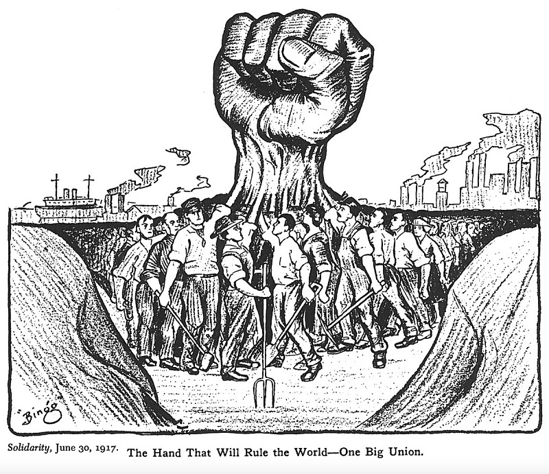 Image titled 'The Hand That Will Rule The World - One Big Union' by Ralph Chaplin